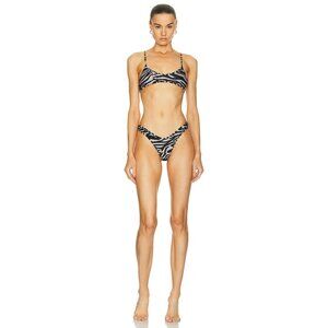 THE ATTICO Zebra Printed Bikini Set in Cappuccino & Black